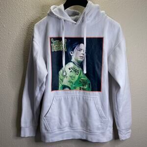 Billy Eilish Women White Hooded Long Sleeve Size S